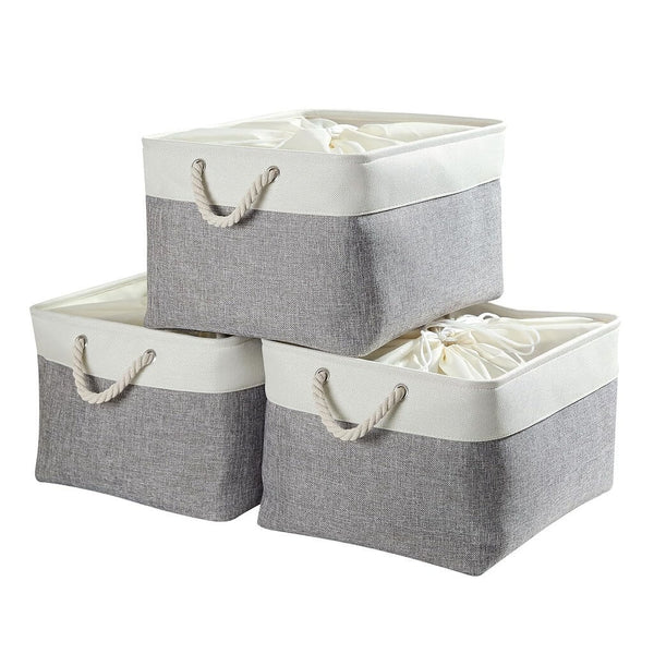 Faltbare Aufbewahrungsbox mit Deckel für Spielzeug Grau Weiß