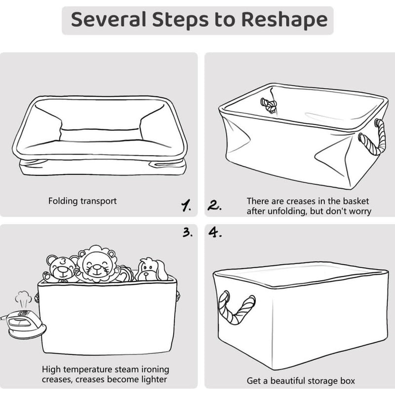 Aufbewahrungsbox, Stoff in Hellbeige/Weiß, mit Seilgriffen – Faltbar