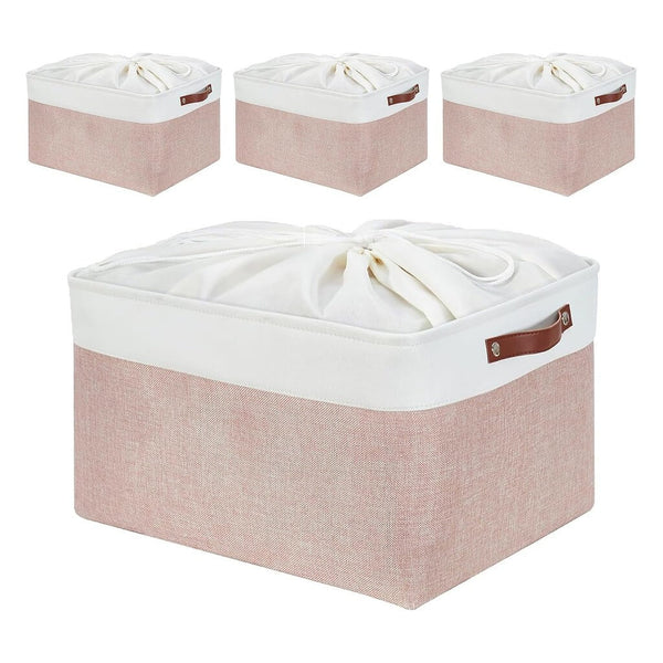 Aufbewahrungsboxen aus Stoff – Rechteckig in Rosa & Weiß für Schrank, Regale & Schränke