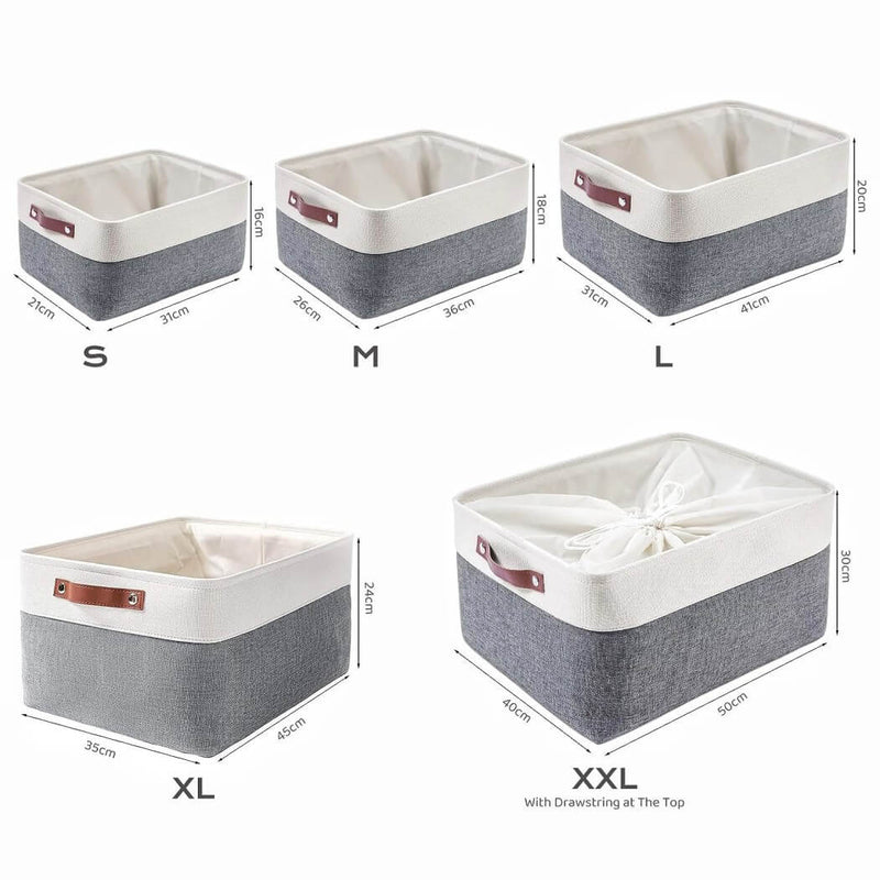 Stoff Aufbewahrungskörbe Kaltgrau&Weiß für Kleiderschrank