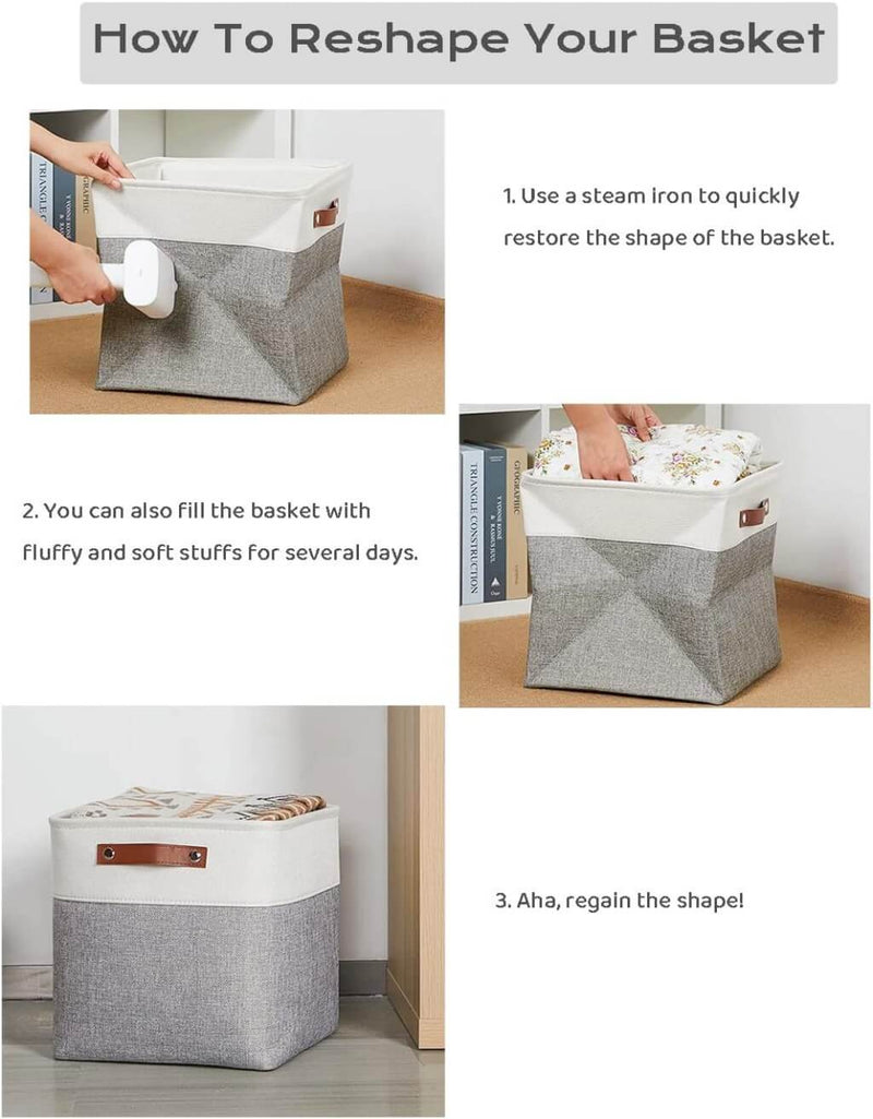 Stoff Aufbewahrungskörbe Kaltgrau&Weiß für Kleiderschrank