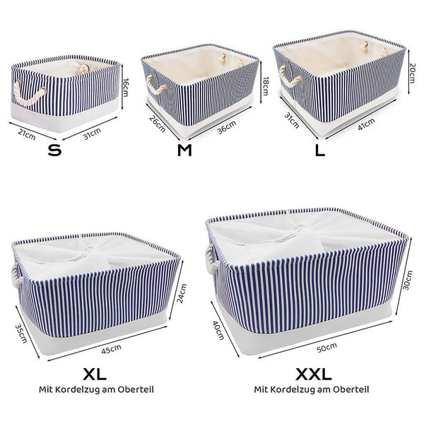Aufbewahrungskorb Mit Griff Für Kleiderschrank, 3 Pack (Blau Gestreift)
