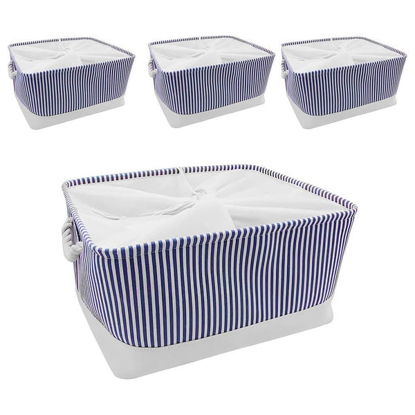 Aufbewahrungskorb Mit Griff Für Kleiderschrank, 3 Pack (Blau Gestreift)