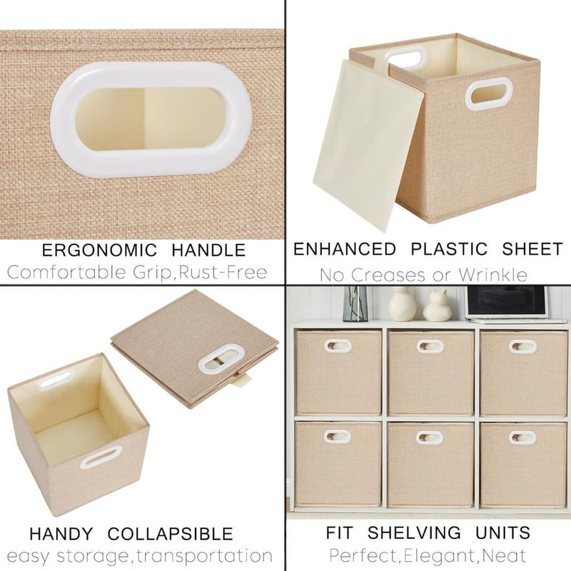 Stoff-Aufbewahrungsbox Würfel, faltenfrei, mit Griffringen Helles Khaki