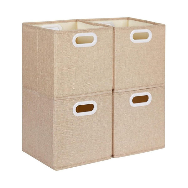 Stoff-Aufbewahrungsbox Würfel, faltenfrei, mit Griffringen Helles Khaki
