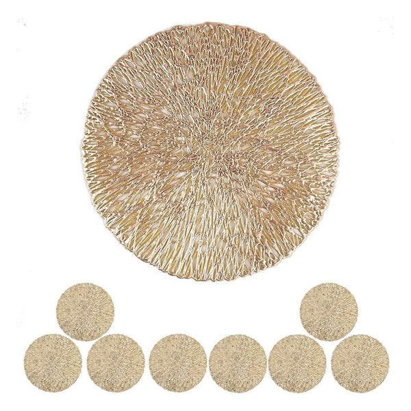 Goldene Untersetzer Rund 10,5 cm – Hitzebeständige Glasuntersetzer für Gläser, Tassen & Kerzen (2–10er-Set) MÅNGATA