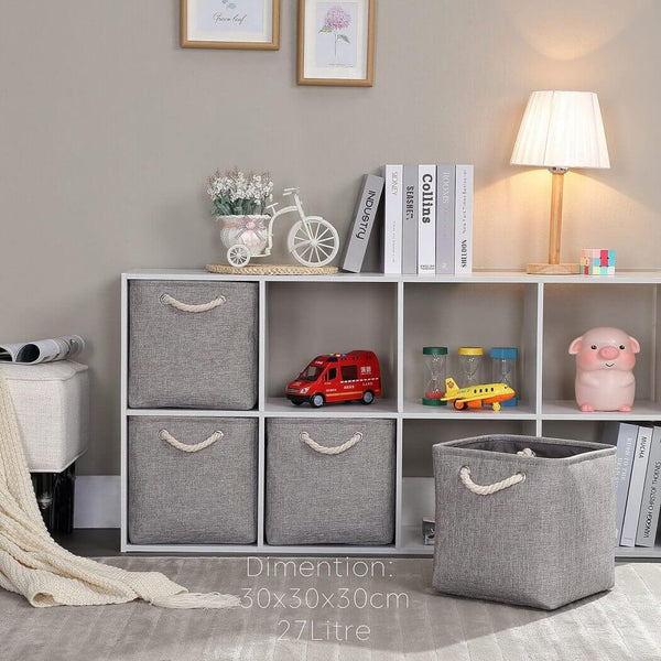 Aufbewahrungskorb Grau, Korbe Stoff in Würfel 30x30x30cm