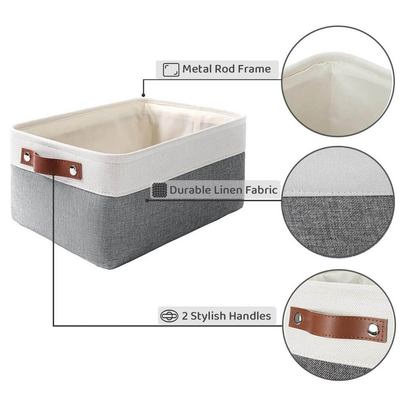 Stoff Aufbewahrungskörbe Kaltgrau&Weiß für Kleiderschrank