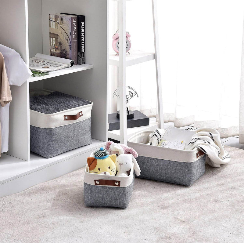 Stoff Aufbewahrungskörbe Kaltgrau&Weiß für Kleiderschrank