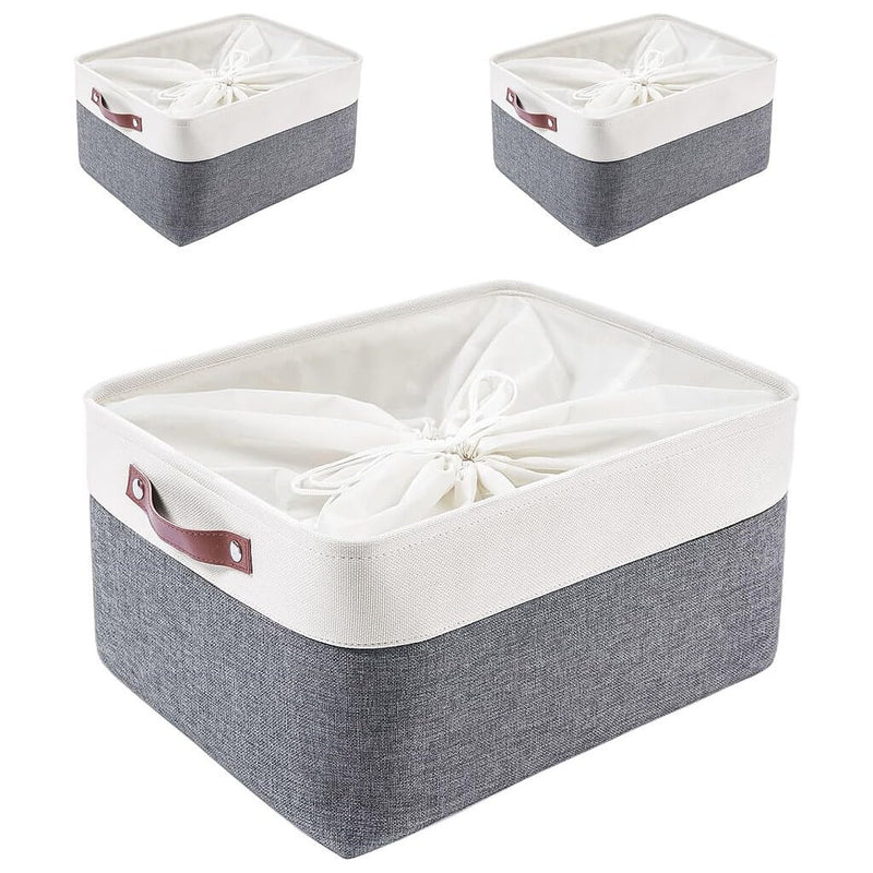 Stoff Aufbewahrungskörbe Kaltgrau&Weiß für Kleiderschrank