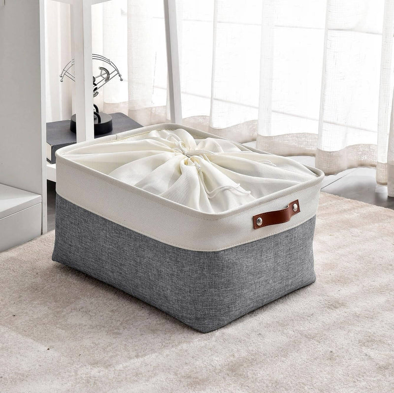 Stoff Aufbewahrungskörbe Kaltgrau&Weiß für Kleiderschrank