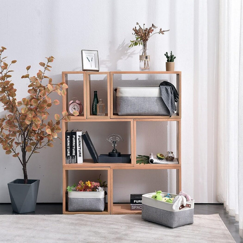 Stoff Aufbewahrungskörbe Kaltgrau&Weiß für Kleiderschrank