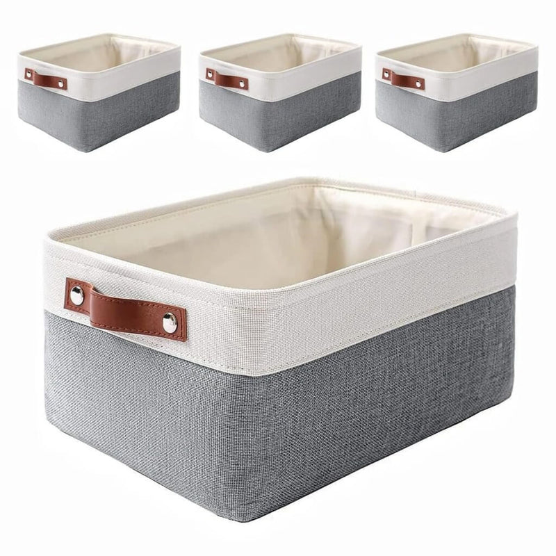 Stoff Aufbewahrungskörbe Kaltgrau&Weiß für Kleiderschrank