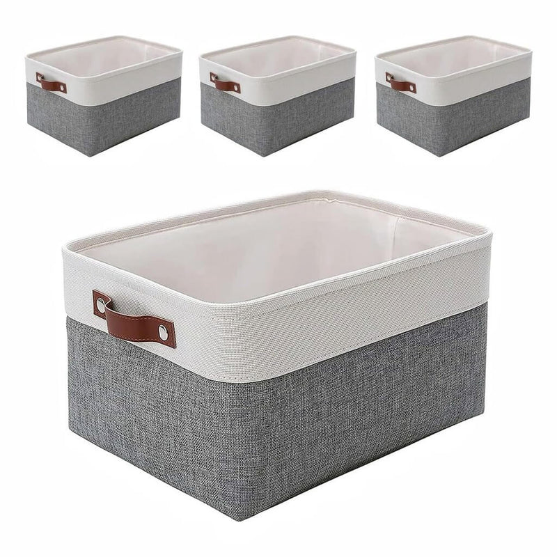 Stoff Aufbewahrungskörbe Kaltgrau&Weiß für Kleiderschrank