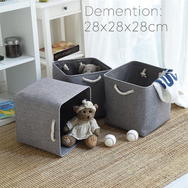 Aufbewahrungsbox Stoff Grau in Würfel für Kallax Regale 28x28x28cm