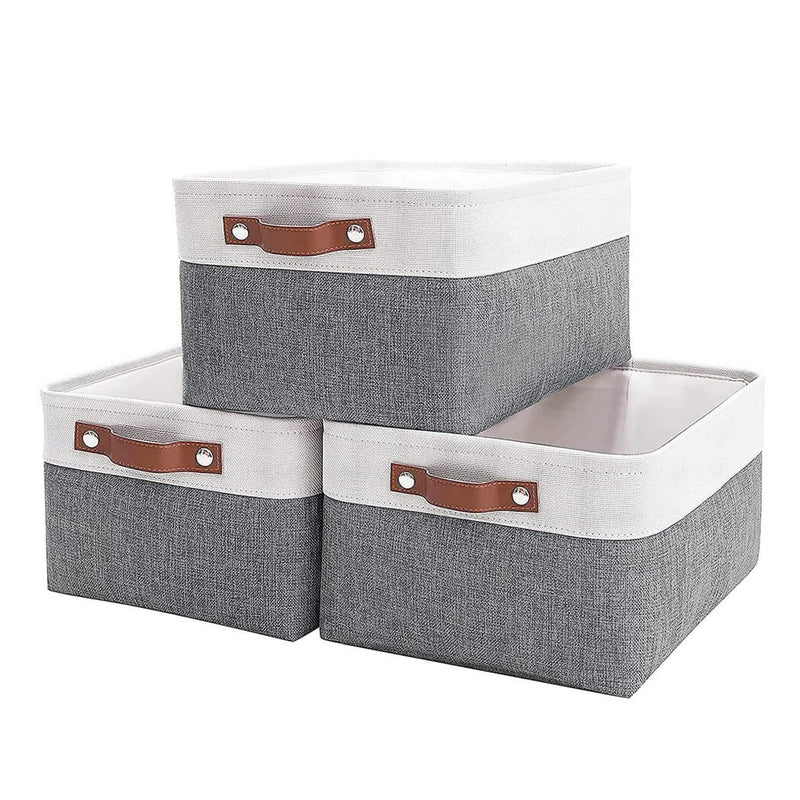 Stoff Aufbewahrungskörbe Kaltgrau&Weiß für Kleiderschrank