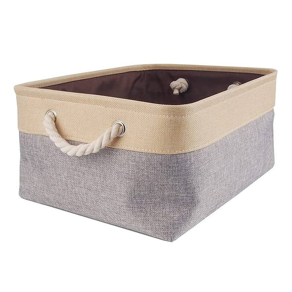 Mangata aufbewahrungsbox groß Schrank Faltbare Grau Beige Aufbewahrungskorb Stoff