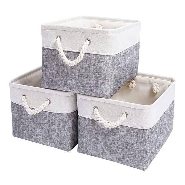 Aufbewahrungsbox 3er Set Grau Weiß