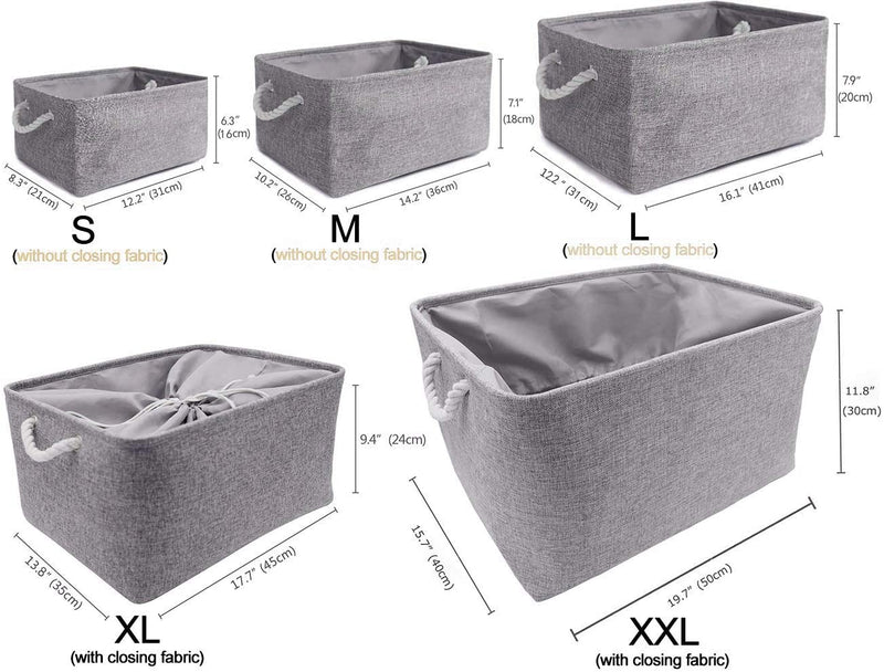 Boxen Stoff Aufbewahrung Aufbewahrungsboxen Faltbare mit Griff, 3er Set, Grau