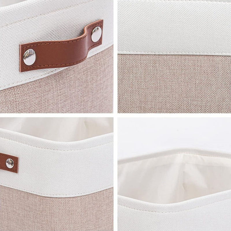Leinen Aufbewahrungsbox Weiss Khaki Mangata