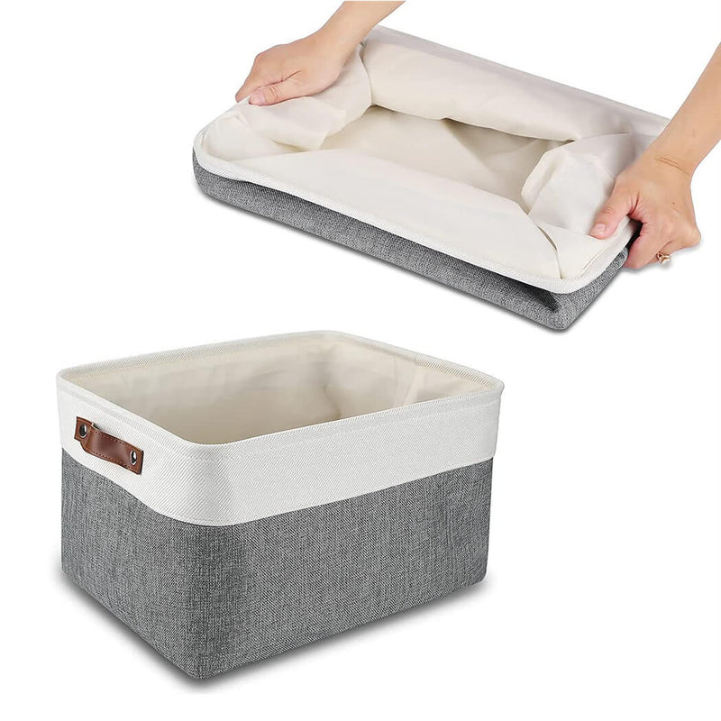 Stoff Aufbewahrungskörbe Kaltgrau&Weiß für Kleiderschrank