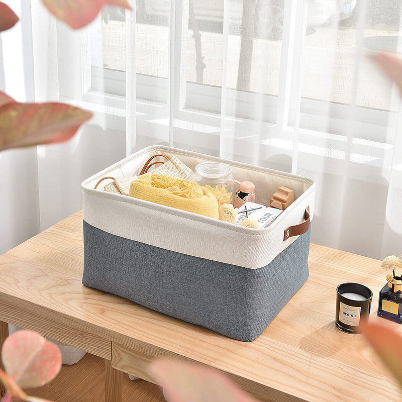 Stoff Aufbewahrungskörbe Kaltgrau&Weiß für Kleiderschrank