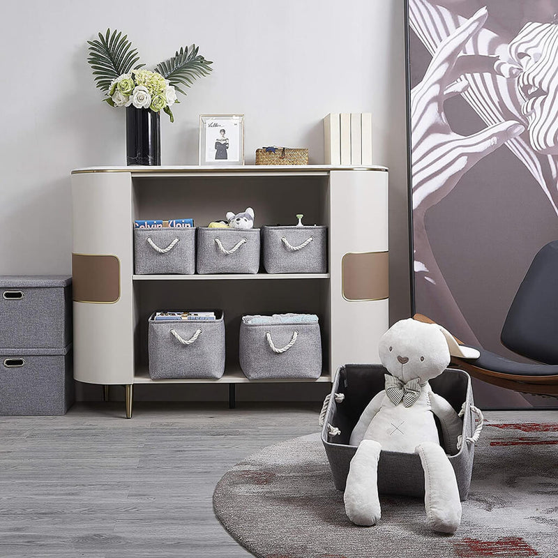 Boxen Stoff Aufbewahrung Aufbewahrungsboxen Faltbare mit Griff, 3er Set, Grau