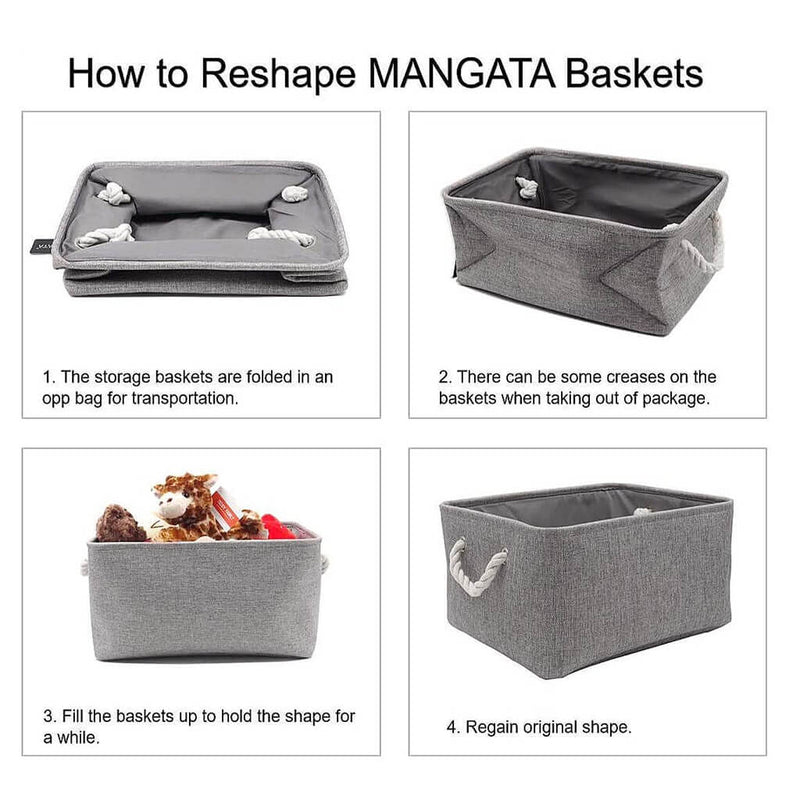 Boxen Stoff Aufbewahrung Aufbewahrungsboxen Faltbare mit Griff, 3er Set, Grau