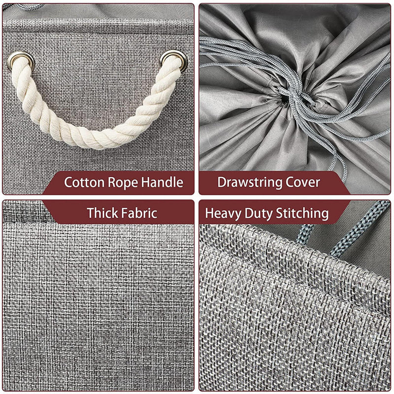 Boxen Stoff Aufbewahrung Aufbewahrungsboxen Faltbare mit Griff, 3er Set, Grau