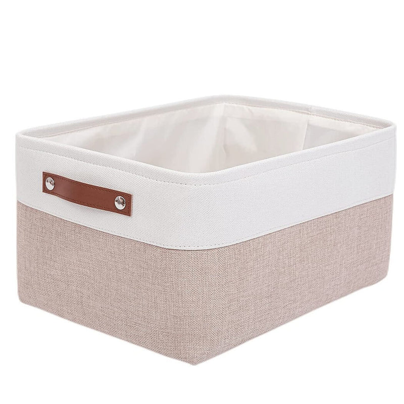 Leinen Aufbewahrungsbox Weiss Khaki Mangata