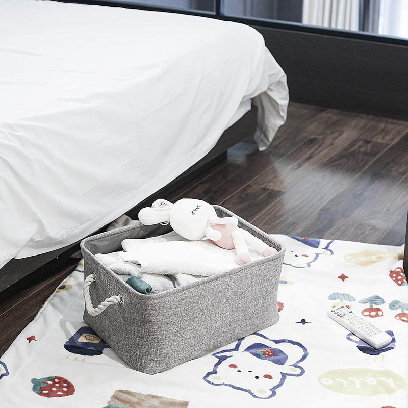 Boxen Stoff Aufbewahrung Aufbewahrungsboxen Faltbare mit Griff, 3er Set, Grau