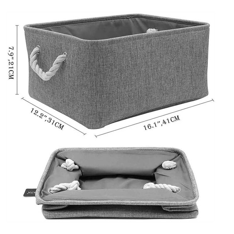 Boxen Stoff Aufbewahrung Aufbewahrungsboxen Faltbare mit Griff, 3er Set, Grau