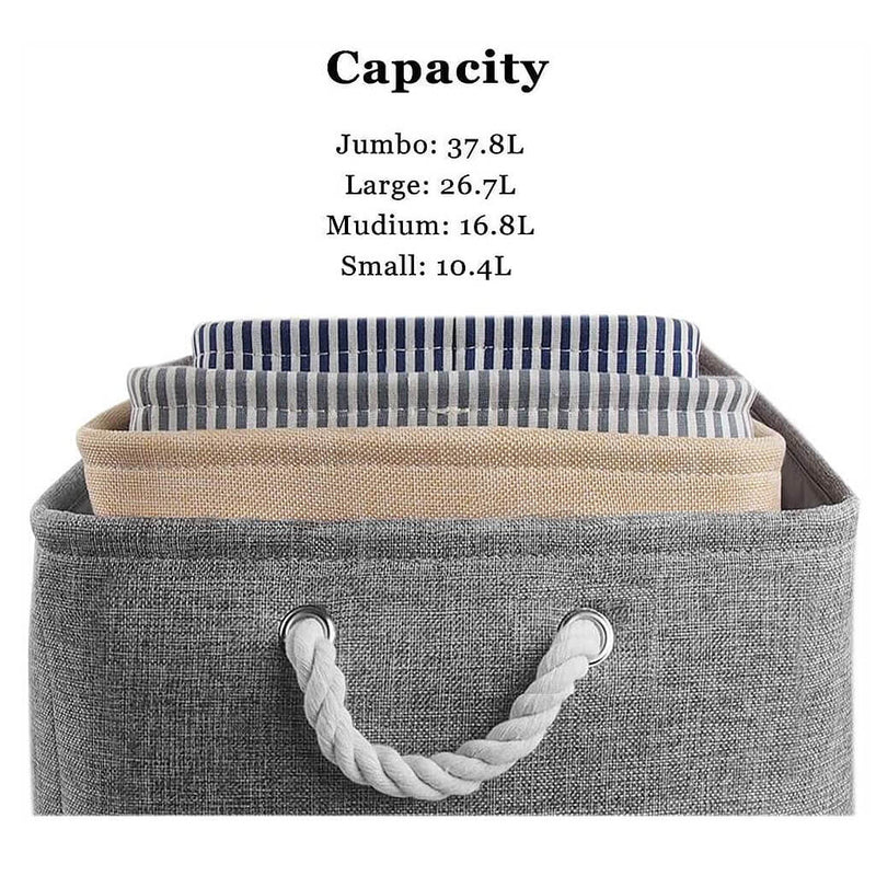Boxen Stoff Aufbewahrung Aufbewahrungsboxen Faltbare mit Griff, 3er Set, Grau
