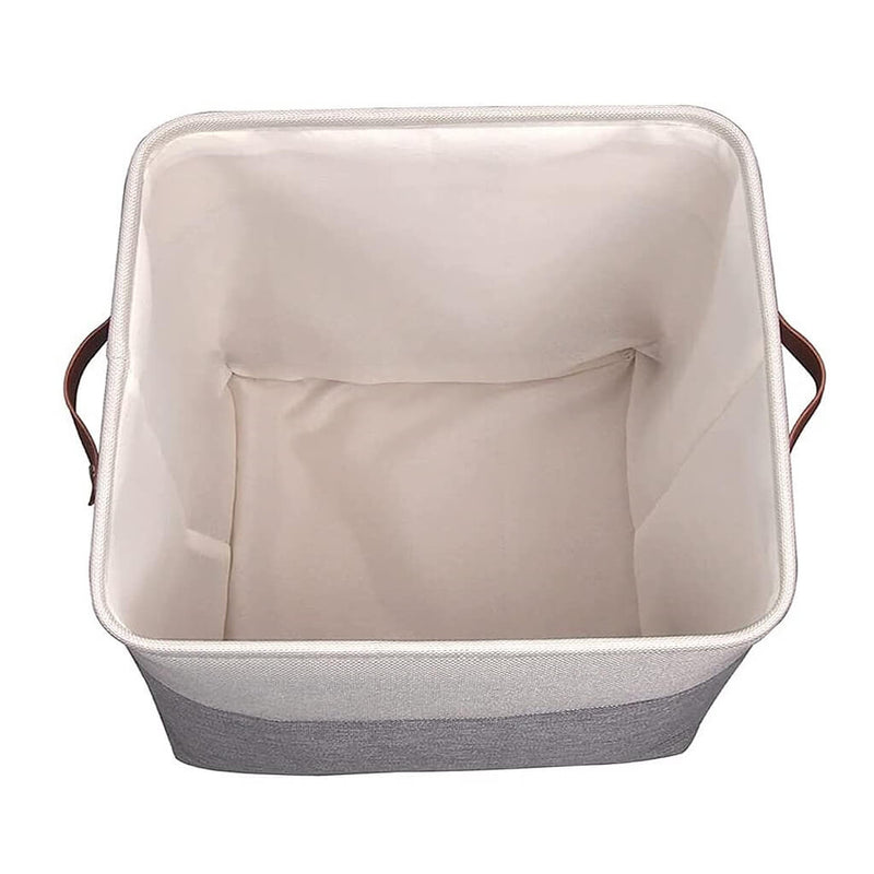 Faltbare Aufbewahrungsbox aus Stoff 33 x 38 x 33cm Boxen mit Griffen für Zuhause Grau/Weiß
