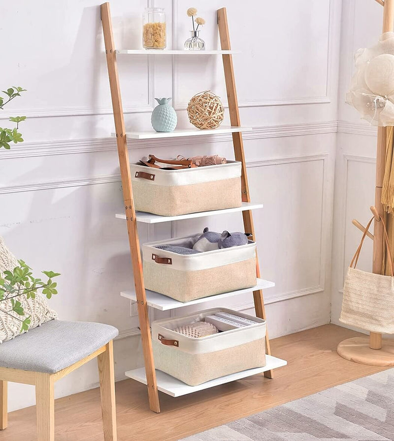 Leinen Aufbewahrungsbox Weiss Khaki Mangata