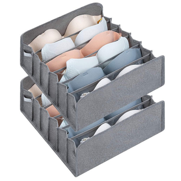 Schubladen Organizer für BH, 2 Stück Kleiderschrank Organizer, Faltbar Aufbewahrungsboxen für Unterwäsche mit 6 Zelle