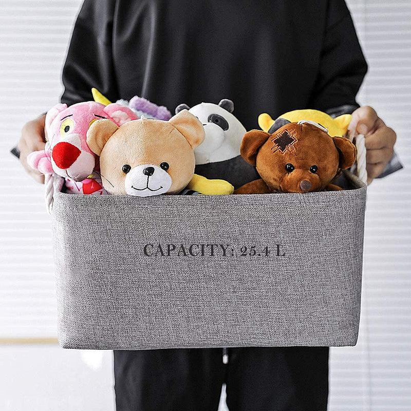 Boxen Stoff Aufbewahrung Aufbewahrungsboxen Faltbare mit Griff, 3er Set, Grau