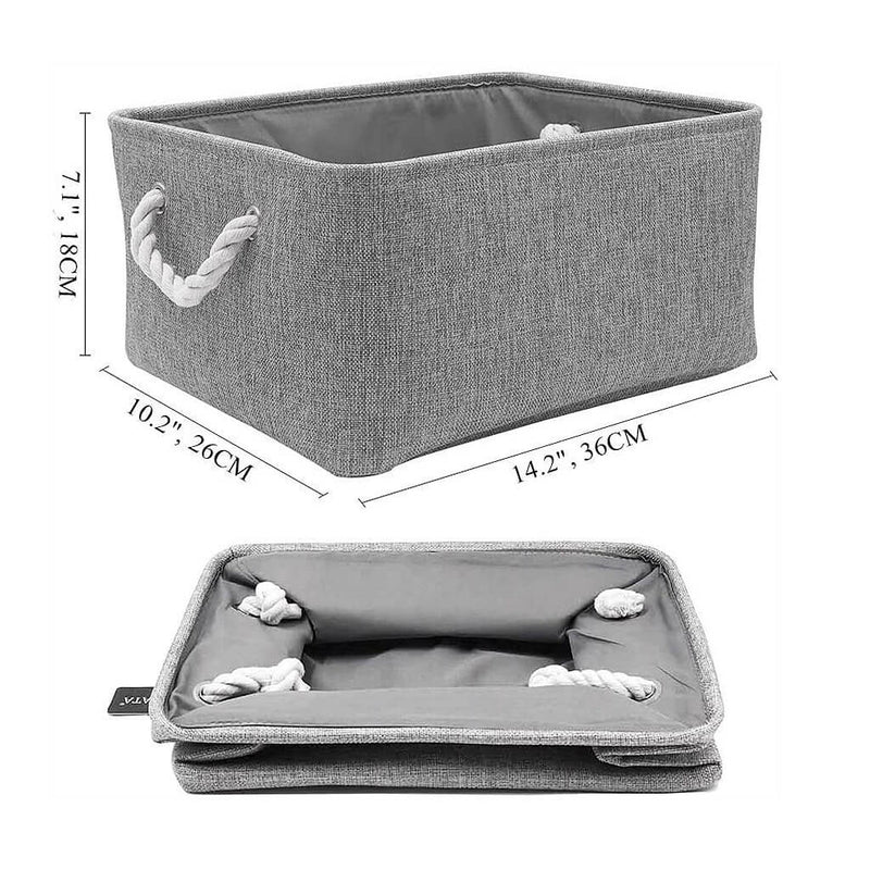 Boxen Stoff Aufbewahrung Aufbewahrungsboxen Faltbare mit Griff, 3er Set, Grau