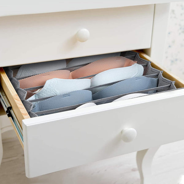 Schubladen Organizer für BH, 2 Stück Kleiderschrank Organizer, Faltbar Aufbewahrungsboxen für Unterwäsche mit 6 Zelle