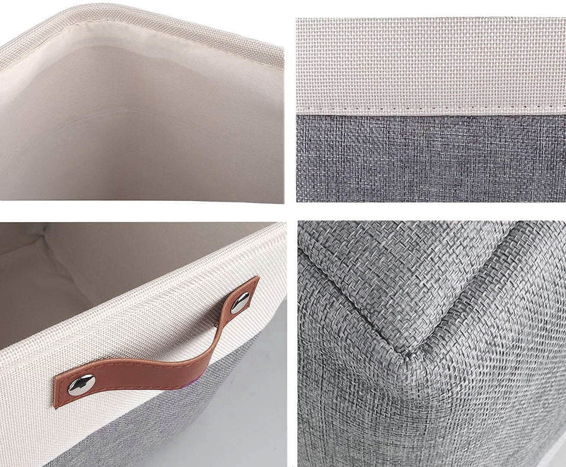 Faltbare Aufbewahrungsbox aus Stoff 33 x 38 x 33cm Boxen mit Griffen für Zuhause Grau/Weiß