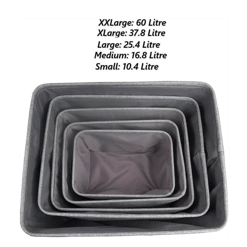 Boxen Stoff Aufbewahrung Aufbewahrungsboxen Faltbare mit Griff, 3er Set, Grau