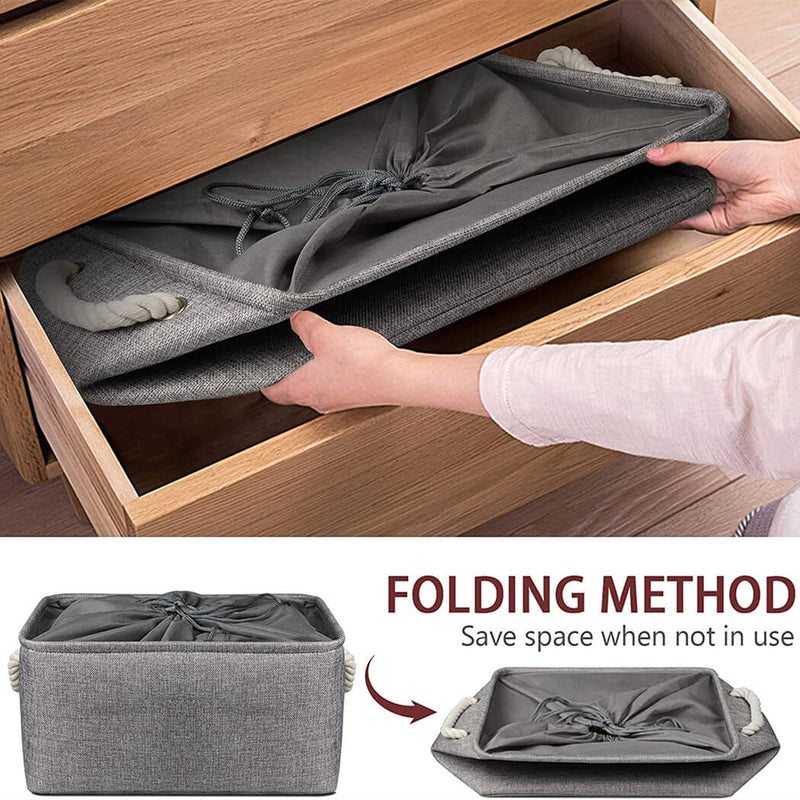 Boxen Stoff Aufbewahrung Aufbewahrungsboxen Faltbare mit Griff, 3er Set, Grau