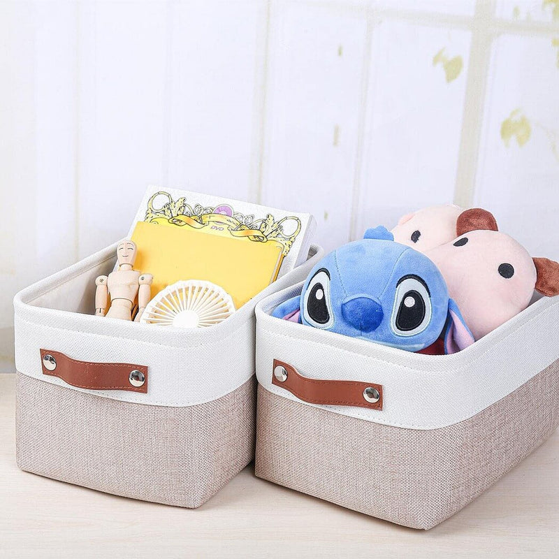 Leinen Aufbewahrungsbox Weiss Khaki Mangata