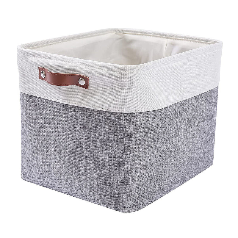 Faltbare Aufbewahrungsbox aus Stoff 33 x 38 x 33cm Boxen mit Griffen für Zuhause Grau/Weiß