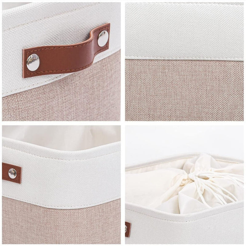 Leinen Aufbewahrungsbox Weiss Khaki Mangata