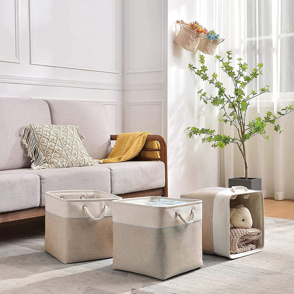 Aufbewahrungsbox Stoff Creme Weiss 33x33x33 cm