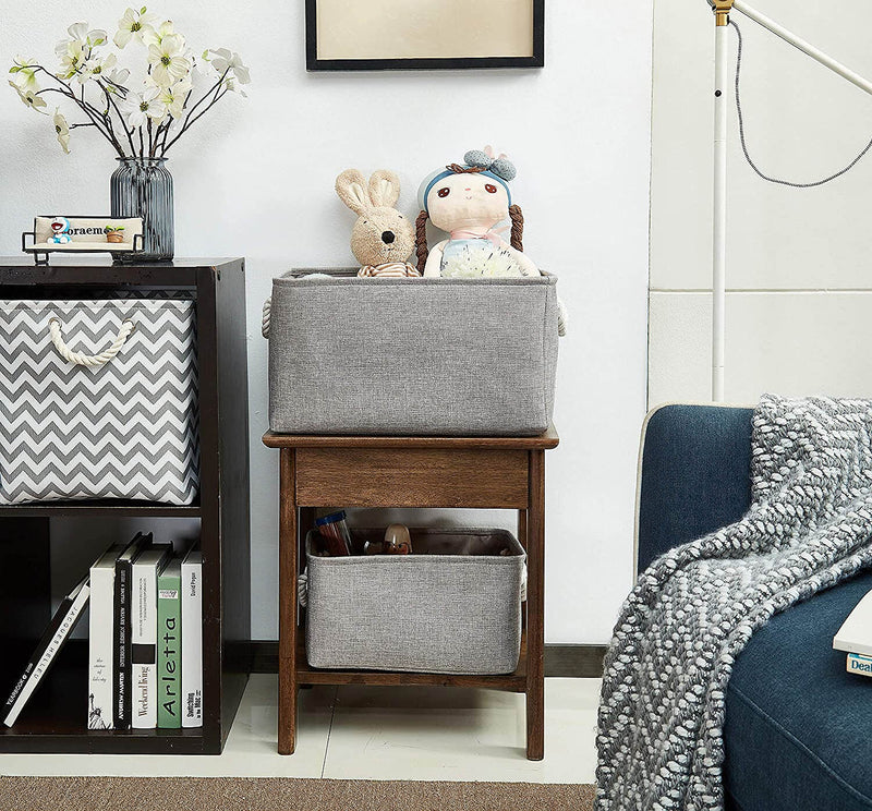 Boxen Stoff Aufbewahrung Aufbewahrungsboxen Faltbare mit Griff, 3er Set, Grau