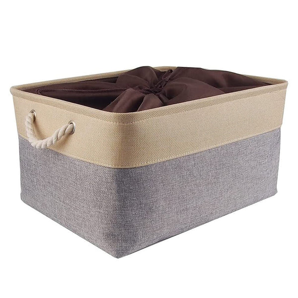 Mangata aufbewahrungsbox groß Schrank Faltbare Grau Beige Aufbewahrungskorb Stoff