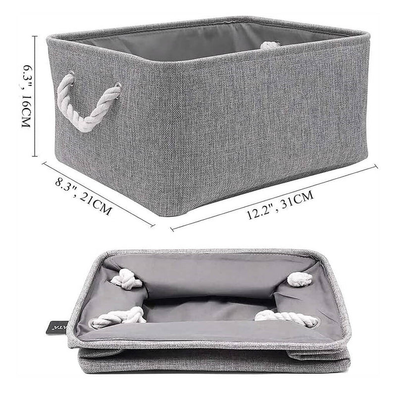 Boxen Stoff Aufbewahrung Aufbewahrungsboxen Faltbare mit Griff, 3er Set, Grau